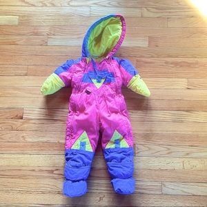 Amazing Vintage Rosthchild toddler Snowsuit Pink and purple
